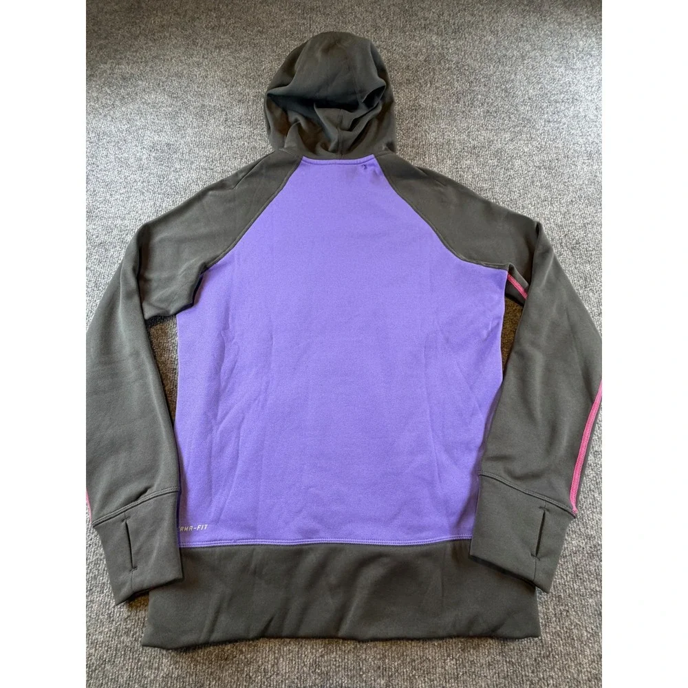Nike Therma-FIT Hoodie Womens Medium Purple Gray Pink Full Zip Thumbholes 0758